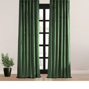 Velvet Elegant Green Curtains 52” by 90”